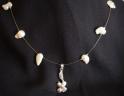 Silver flower necklace with pearls